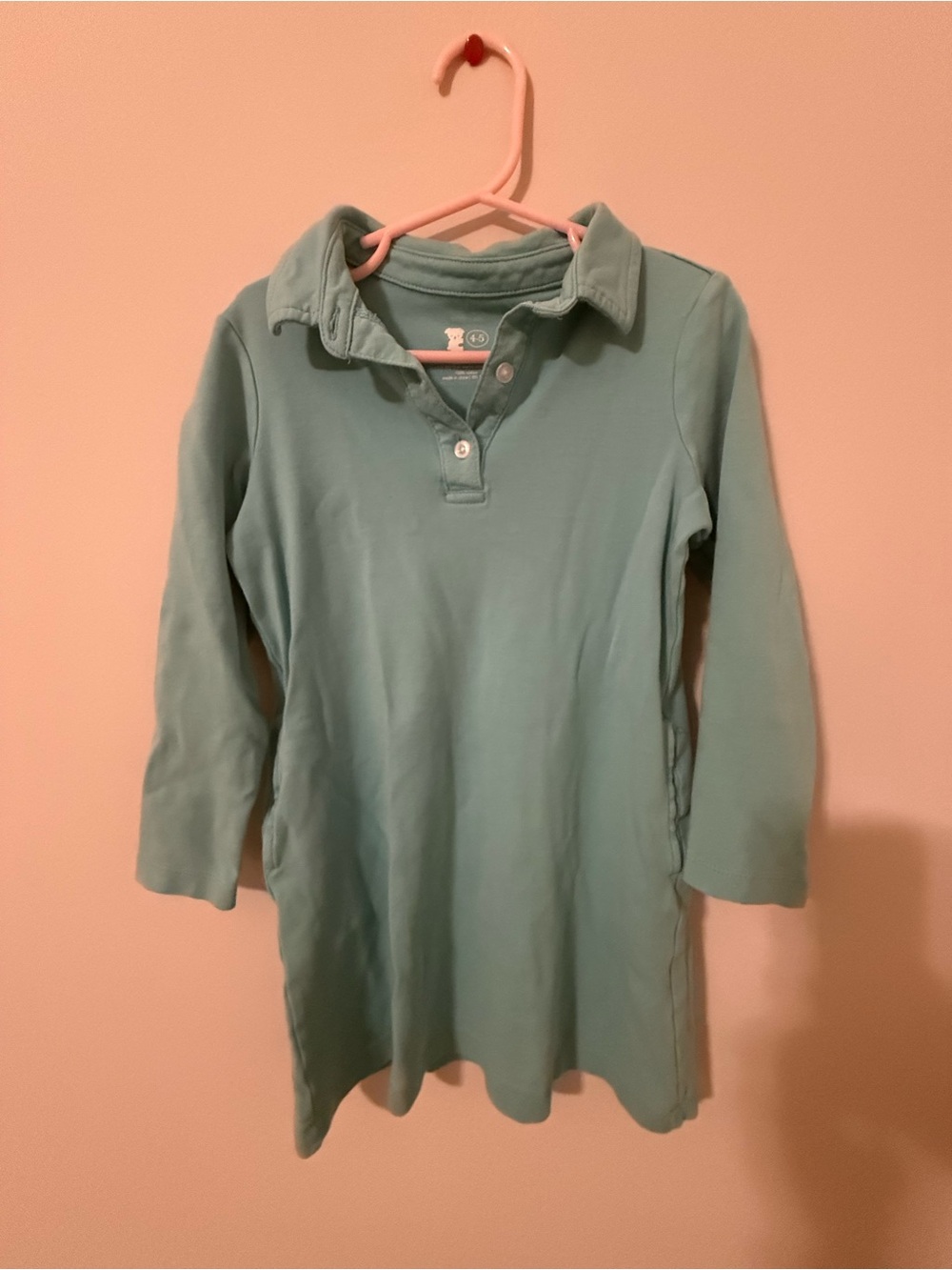 Primary Light Teal Long Sleeve Polo Tunic